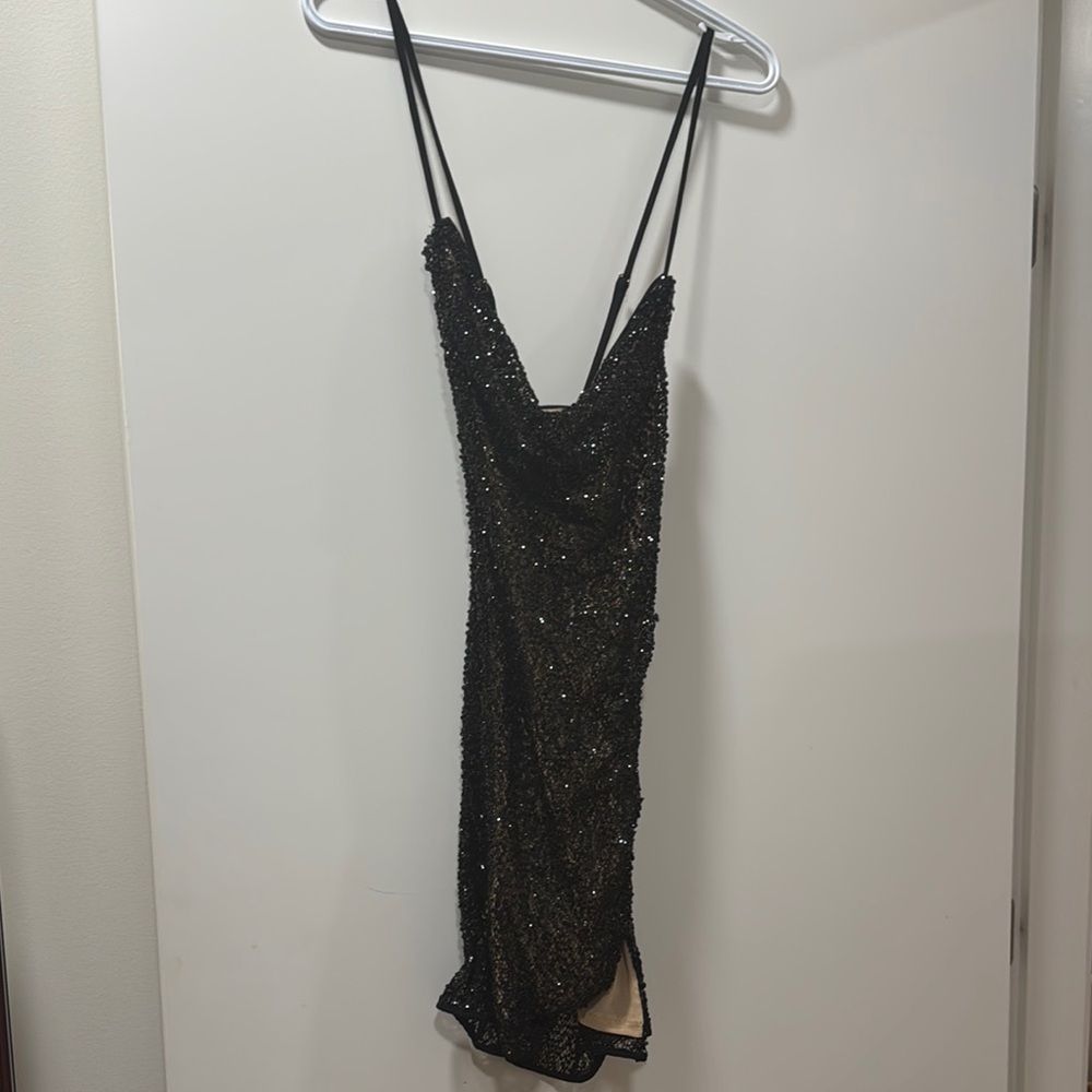 Michael Costello Black Slip Mini Dress